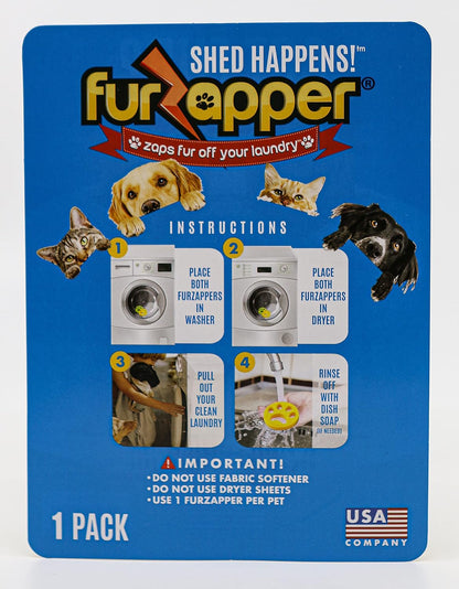 2 Pack FurZapper Pet Hair Remover for Laundry - Reusable Dog & Cat Hair Remover Tool As Seen on Shark Tank - Removes Pet Fur, Hair, Lint, Dander from Clothes & Laundry - One FurZapper Per Pet