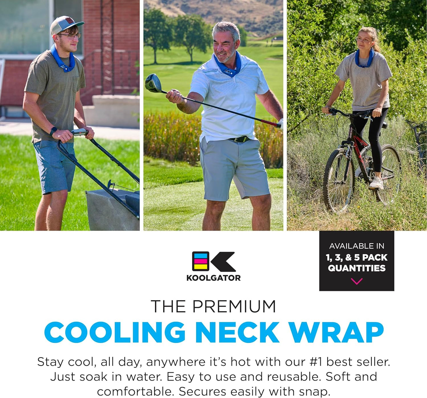 KOOLGATOR Evaporative Cooling Neck Wrap, Blue Paisley, 1 Pack | Reusable Neck Cooler with Long Lasting Relief During Hot Weather Activities, Sports, & Outdoor Work