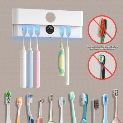 Toothbrush Holder and Cleaner Razor Holder and Dryer Auto Open/Close Cover Rechargeable Wall-Mounted Suitable for Most Toothbrushs