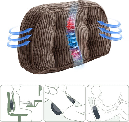 HIGOGOGO Lumbar Support Pillow for Recliner Chair/Accent Chair/Couch/Office Chair, Tufted Corduroy Back Support Cushion for Elderly, Recliner Cushions for Back Rest, Pain Relief, Reading, Dark Grey