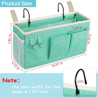 Bedside Caddy, Bedside Storage Bag Hanging Organizer for Bunk Dorm Bed Rail | Bed Caddy with Hooks, Top Bunks and Dorm Essentials for Water, Tissues, Tablets, Books, Phones, Remotes and Other Necessories