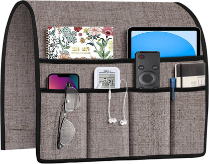 Joywell Remote Caddy Couch Remote Control Holder for Recliner Sofa Armrest Organizer Non Slip Arm Chair Caddie with 6 Pocket Storage for Magazine, Tablet, Phone, iPad, Black