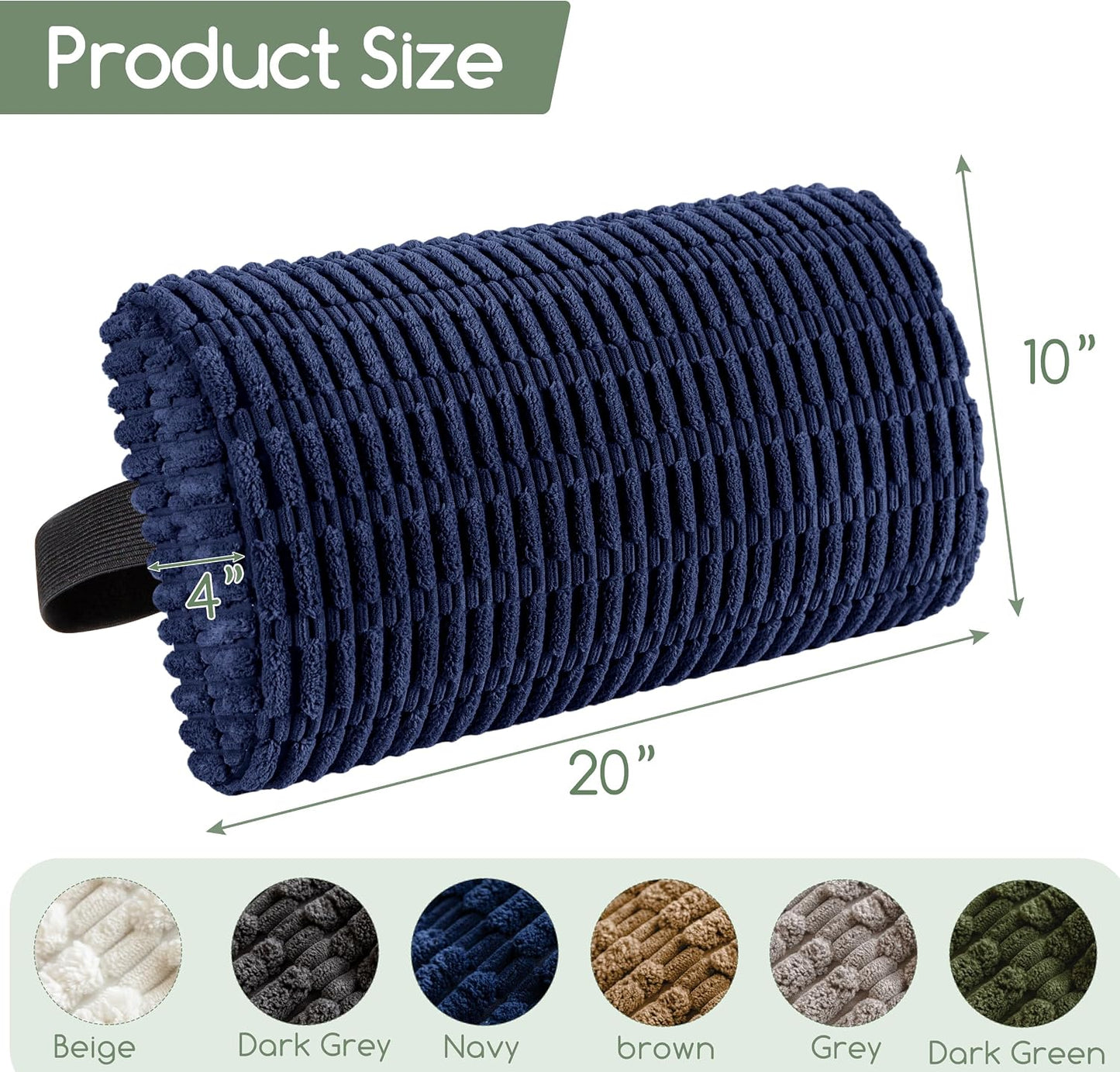 Lumbar Support Pillow for Recliner Chair/Office Chair/Couch, Memory Foam Back Support Cushion with Adjustable Strap, Recliner Cushions for Lower Back Pain Relief, Sleeping, Washable Cover, Navy