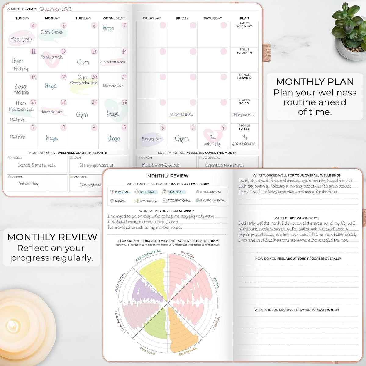 Clever Fox Wellness Journal Premium for Women, Workout & Food Light Pink