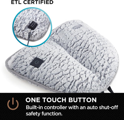 Brookstone Electric Foot Warmer with 4 Heat Settings, Sherpa Lined