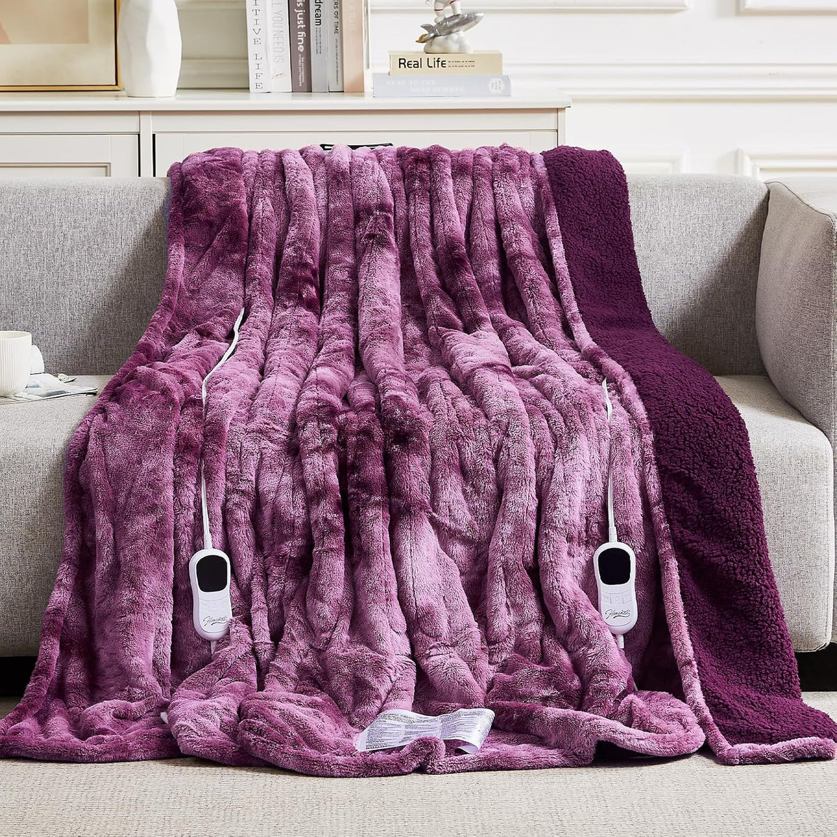 Homemate Heated Blanket Electric Heating Throw 50x60 Plush Faux Fur Sherpa