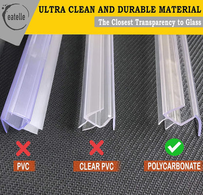 eatelle Shower Door Bottom Seal with Drip Rail for 3/16 (5mm) Thick Glass, 36" Long Sweep - Ultra Clear Polycarbonate