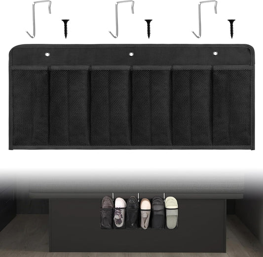RVZONE RV Shoe Pockets 6 Large Pockets Heavy Hanging Bedside Storage Organizer with Sturdy Hooks Storage Pockets Hangs on bed for Shoes Toys and Tool Accessories