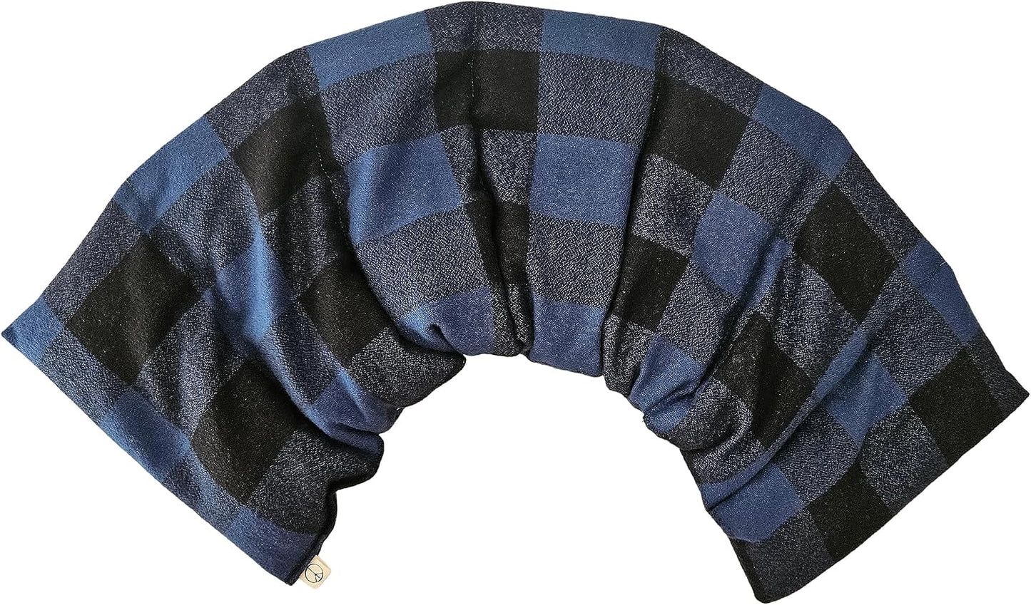 Microwavable LOVEwrap Neck & Shoulder Wrap Pad - Aroma - 6 X 24- Flax w/fine Mist of Calming Lavender Oil - subtly Scented - All Natural - Hot Cold Therapy Muscles Pain Relief - Orange Blue Flowers