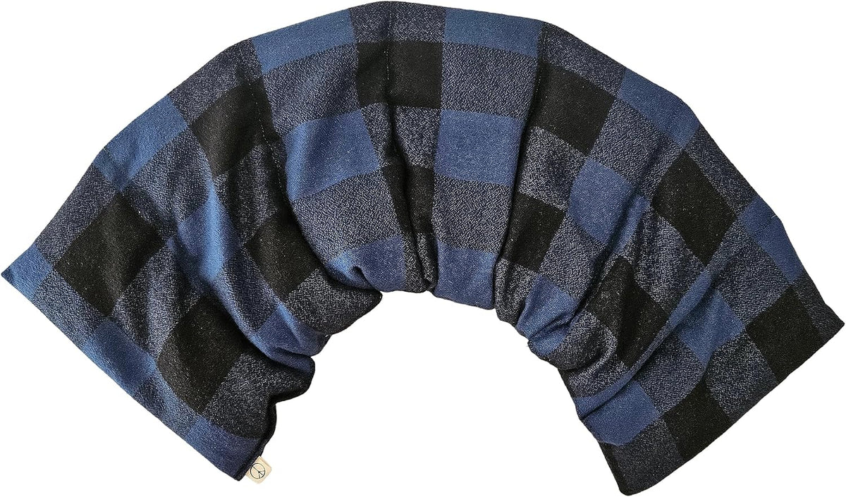 Microwavable LOVEwrap Neck & Shoulder Wrap Pad - Aroma - 6 X 24- Flax w/fine Mist of Calming Lavender Oil - subtly Scented - All Natural - Hot Cold Therapy Muscles Pain Relief - Orange Blue Flowers