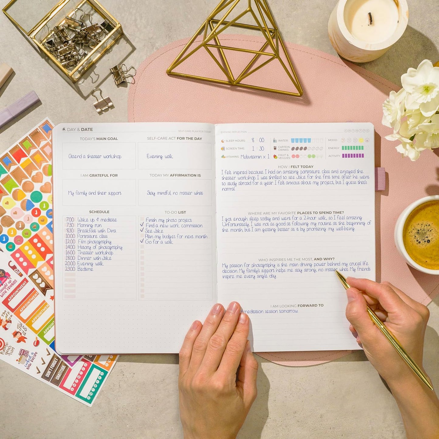 Clever Fox Self-Care Journal for Women, Daily Planner 5.8x8.3 Aquamarine | 3-month mental health journal, habit tracker, wellness journaling supplies for women & teen girls, gratitude & mood log