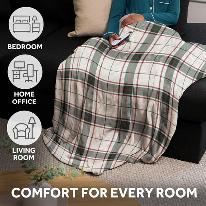 Sunbeam Royal Posh Dove Grey Heated Personal Throw / Blanket, Cozy-Warm, Adjustable Heat Settings