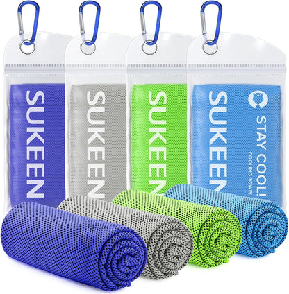 Sukeen 4 Pack Cooling Towels (40"x 12"), Cooling Neck Wraps, Soft Ice Towel