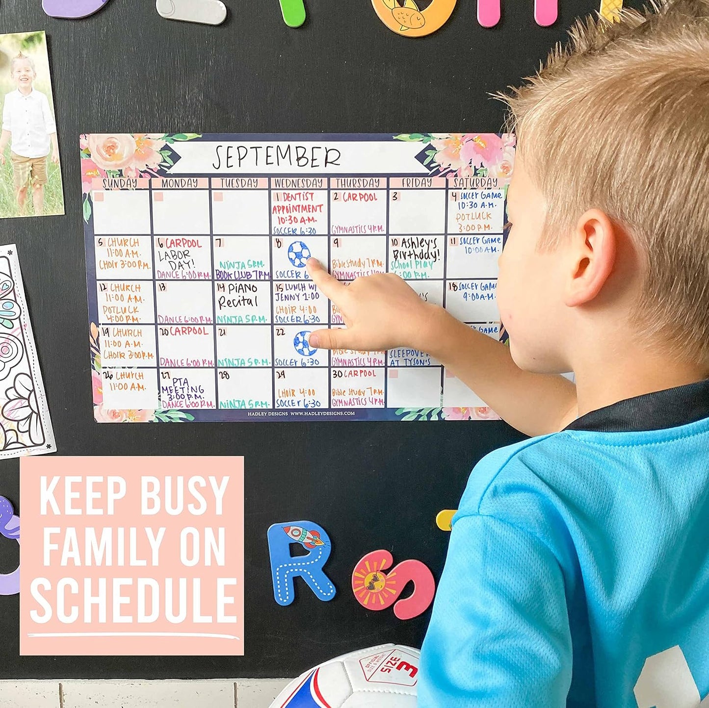 Hadley Designs Magnetic Calendar for Refrigerator - Kraft White Magnetic Dry Erase Calendar, Dry Erase Calendars for Wall, Magnet Fridge Calendars, Notepad for Fridge with Magnet