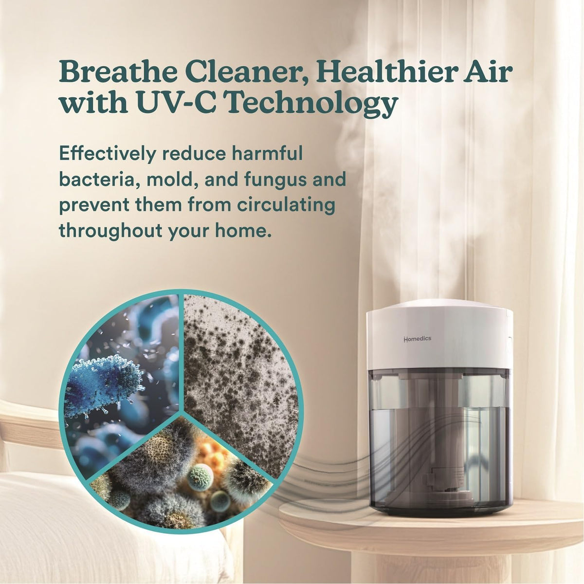 Homedics Cool Mist Humidifiers for Bedroom, Home, Nursery, Office, Plants