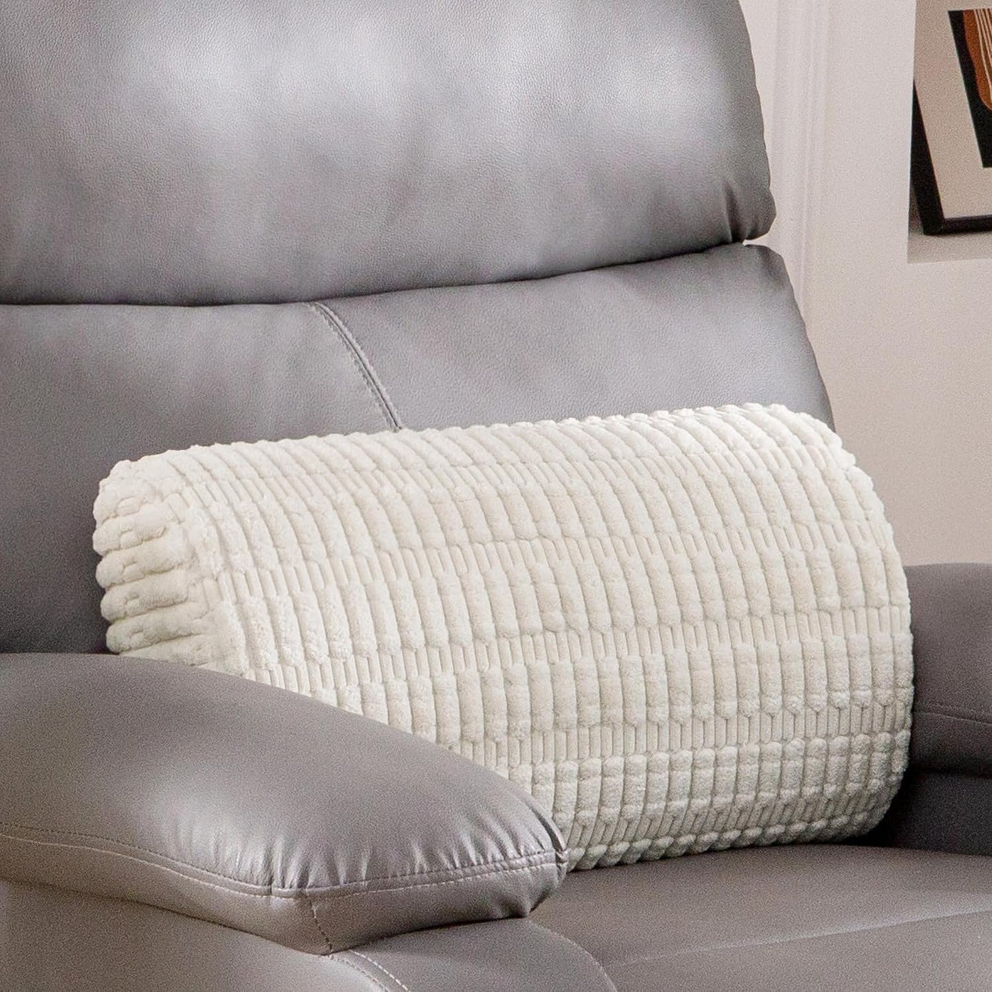 Lumbar Support Pillow for Recliner Chair/Office Chair/Couch, Memory Foam Back Support Cushion with Adjustable Strap, Recliner Cushions for Lower Back Pain Relief, Sleeping, Washable Cover, Beige