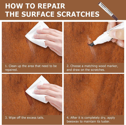 SEISSO Wood Furniture Repair Kit, Touch Up Markers Wood Fillers | Wood Putty with Polish Wax, 12 Colors Wood Repair Kit of Stains, Scratches, Holes, Cracks(40 PCs)