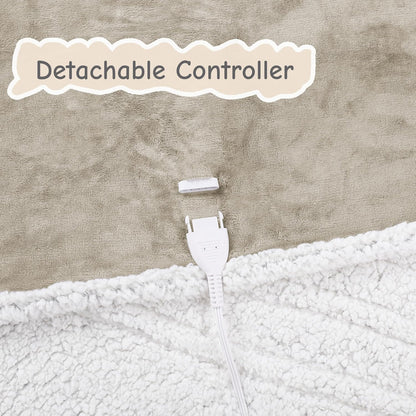 Soypipo Electric Heated Throw Blanket 50"x60", Faux Fur Plush with 4 Heat Settings & 2/4/8/10H Auto Shut-Off, Overheat Protection, Machine Washable, for Office & Chair, Dark Grey