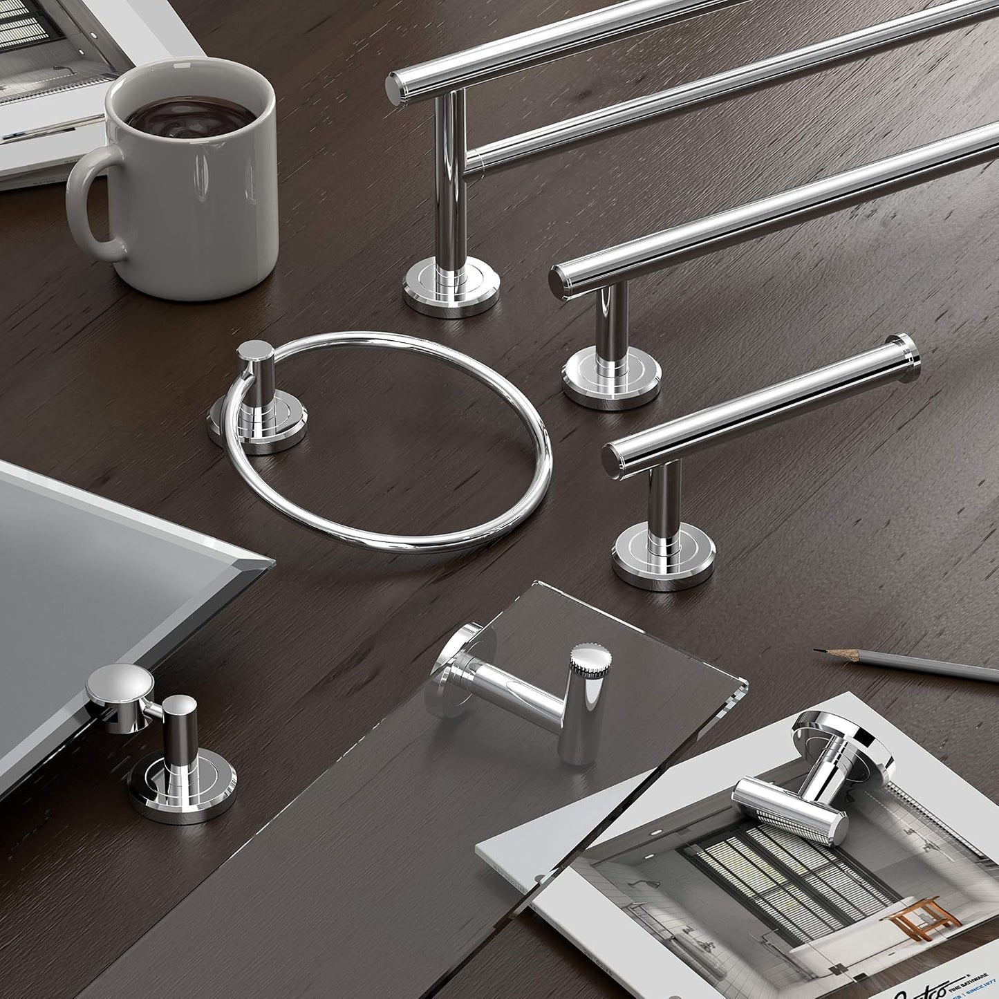 Gatco 1420 Latitude II Toilet Paper Holder with Shelf, Wall Mounted Bathroom Tissue Holder, Chrome