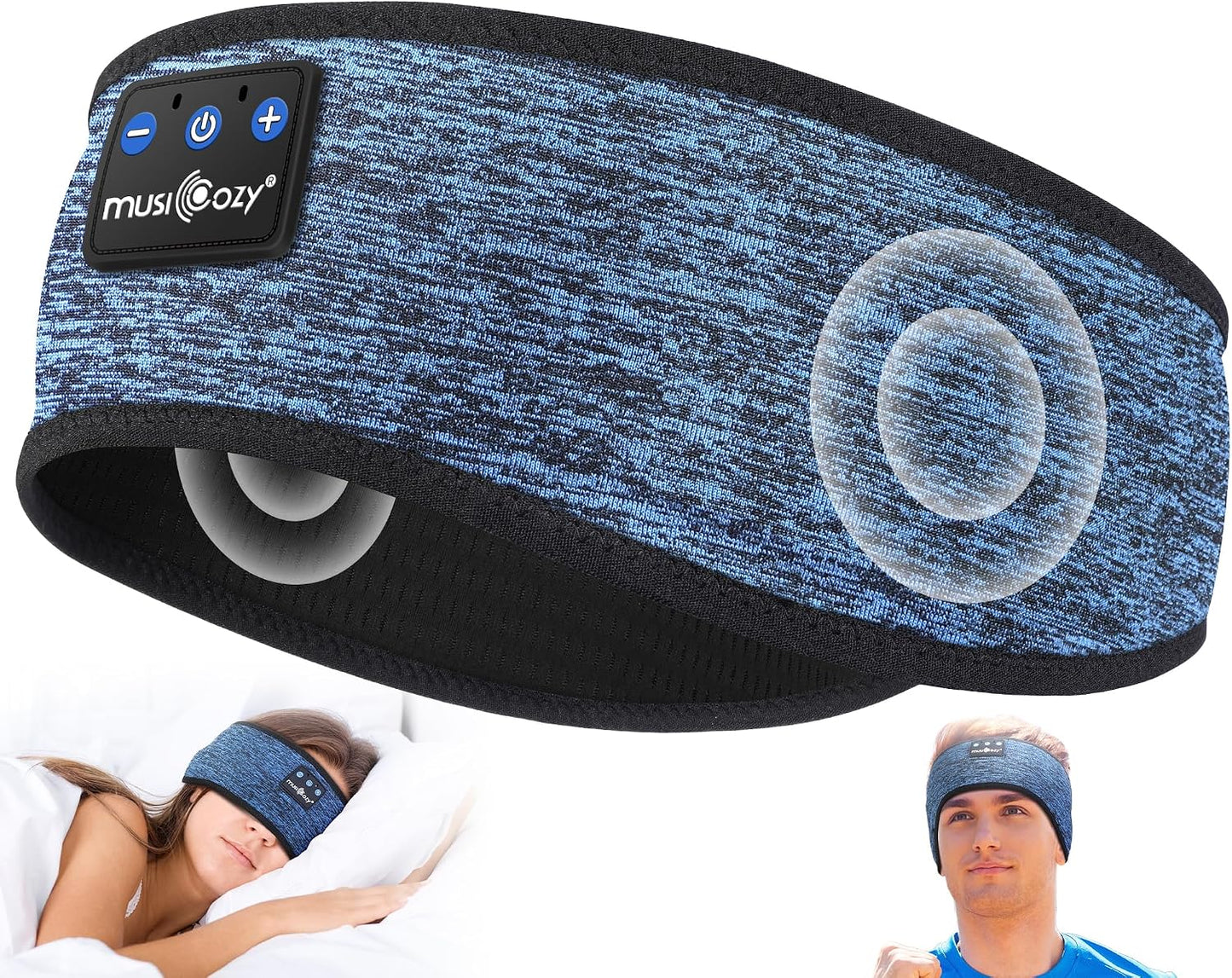 MUSICOZY Sleep Headphones Bluetooth 5.4 Headband, Wireless Earphones Music Sleep Earbuds Sleeping Eye Mask with HD Stereo Speakers for Workout Running Travel Yoga, Ideal Gifts for Men Women Mom Dad