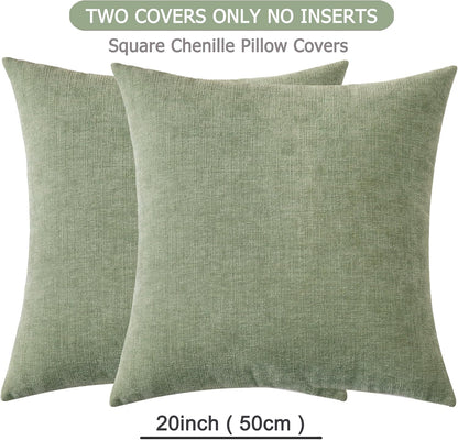 GAWAMAY Lumbar Support Pillow Decorative Rectangle Throw Pillow Covers 12"x20" Inch Set of 2, Soft Chenille Fall Pillowcase for Living Room Bedroom Sofa Couch Cushion Cover Grey 30x50cm (No Insert)
