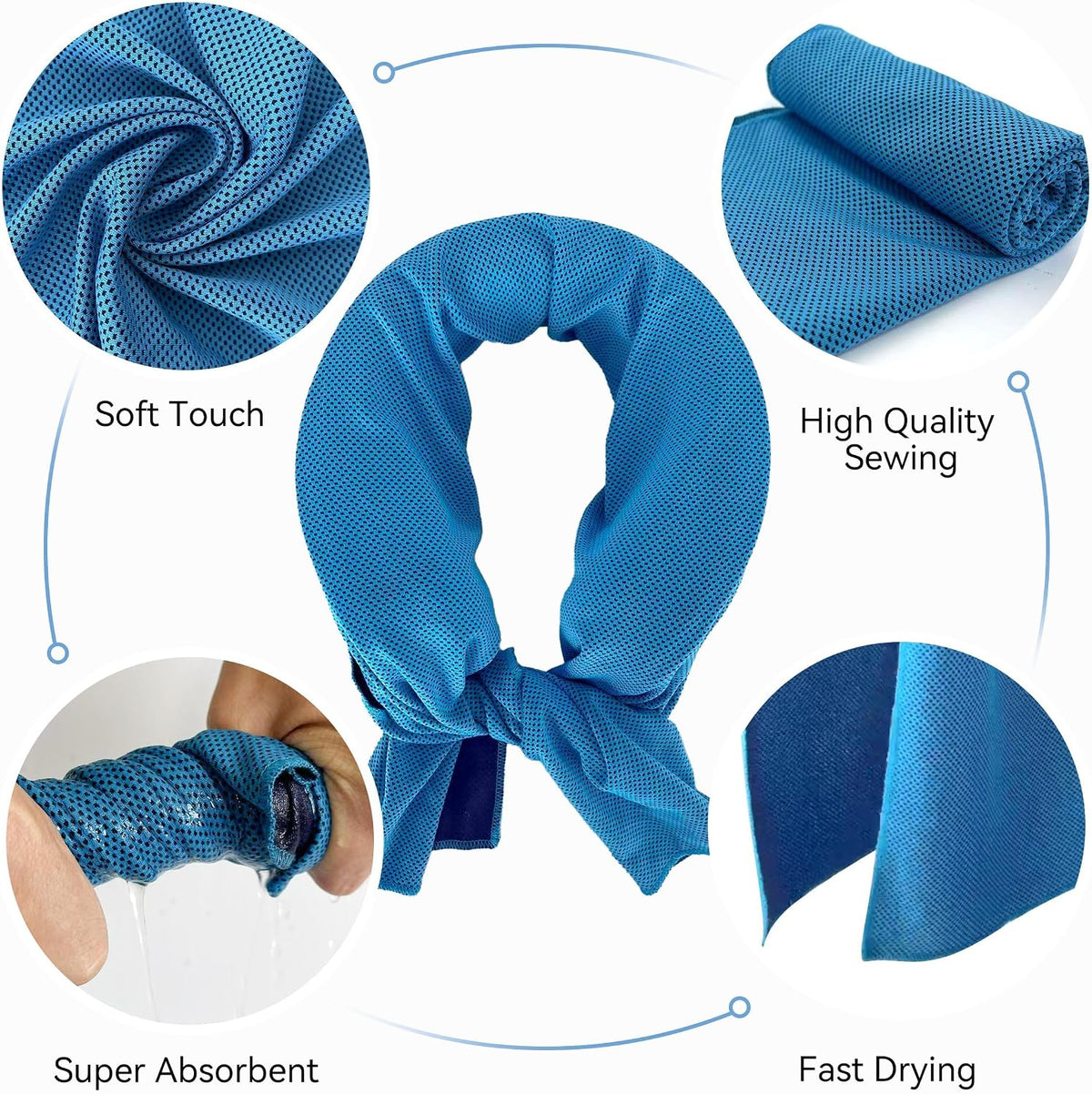 Neck Cooler for Hot Weather, Reusable Wearable Ice Water Neck Wrap with Wide Mouth for Ice Cubes, U-Shaped Cooling Neck Pack for Summer Heat, Outdoor Work, Sports, Travel & Hot Flashes, Blue