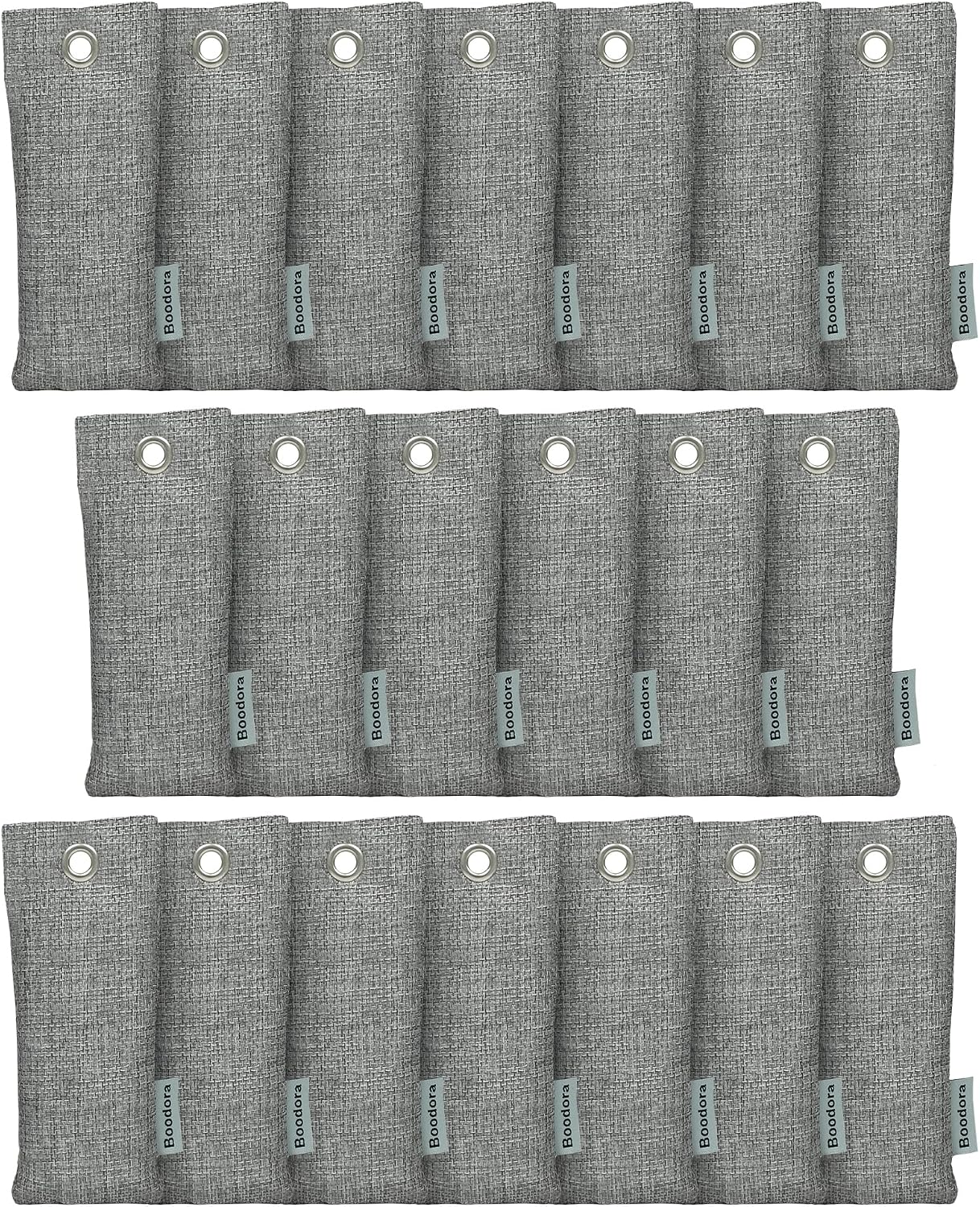 Activated Charcoal Bags Air Purifying 15 Pack, Bamboo Charcoal Odor Absorber for Home Closet Car Shoes, 70g Gray, Natural Odor Neutralizer, Moisture Absorber, Reusable up to 2 Years, 6 Hooks