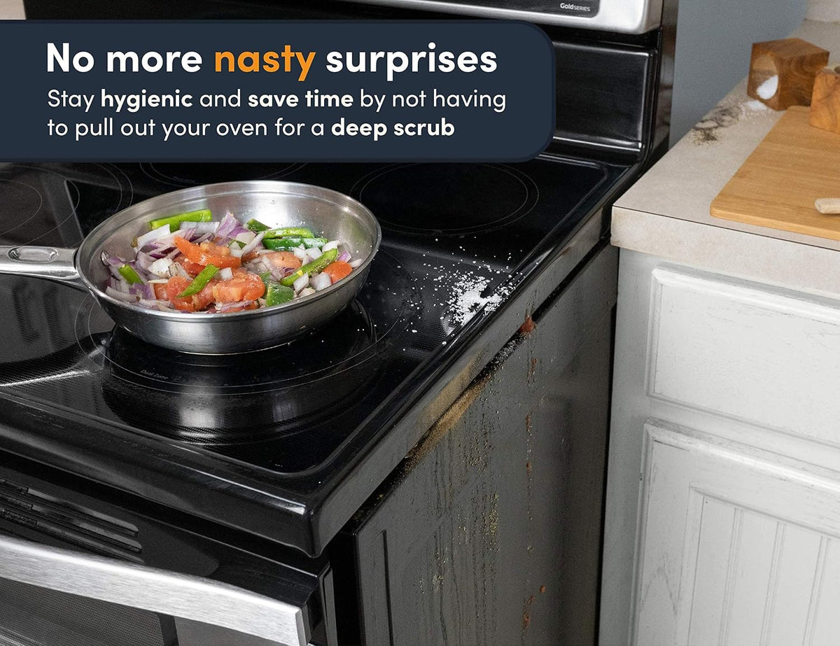 Linda’s Essentials Silicone Stove Gap Covers (2 Pack), Heat Resistant Oven Gap Filler Seals Spaces Between Stovetop and Counter, Easy to Clean Stove Side Guard (25 Inches, Clear)