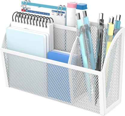 3-Grid Magnetic Pencil Holder, Strong Magnet Locker Organizer, Black | Mesh Magnetic Shelf, Marker Holder Perfect for Whiteboard, Refrigerator and Locker Accessories