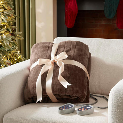 Beautyrest Reversible Heated Throw - Plush Sherpa Heating Blanket, Grey