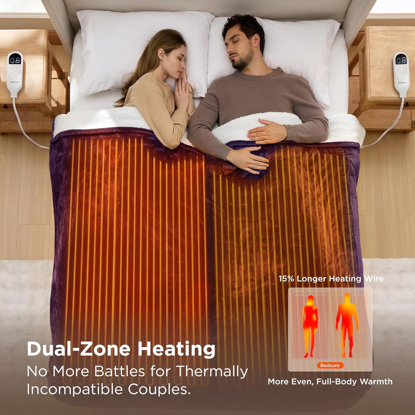 Bedsure Heated Blanket Throw Blanket with Preheat Function - Fast Heating Electric Blanket, Soft Flannel Throw with 6 Time Settings(Up to 10H), 6 Heating Settings, Gifts for Grandma (50"x60", Grey)