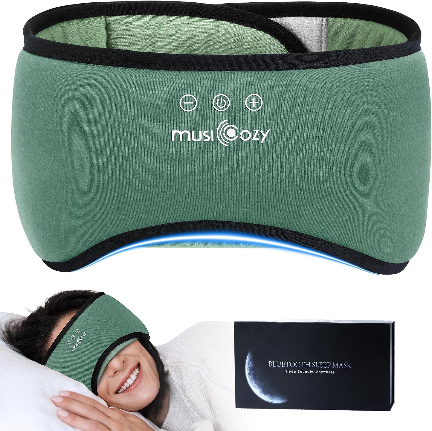 MUSICOZY Sleep Mask with Bluetooth Headphones Eyemask for Side Slippers | Bamboo Cotton Sleeping Headphone,Wireless Earphones with HD Stereo Speakers Blackout Eye Masks Earbuds for Men and Women