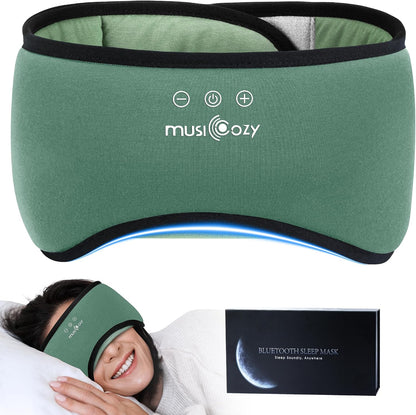 MUSICOZY Sleep Mask with Bluetooth Headphones Eyemask for Side Slippers | Bamboo Cotton Sleeping Headphone,Wireless Earphones with HD Stereo Speakers Blackout Eye Masks Earbuds for Men and Women