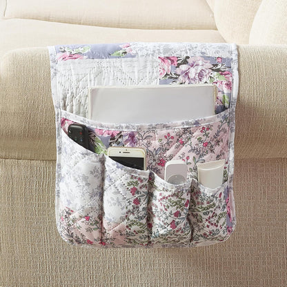 Brilliant Sunshine Burgundy Toile Floral Couch Armrest Cover, 35"×13" | Washable Magazine Holder, Armrest Organizer & Caddy on Sofa, Recliner, Armchair, Storage for Remote Controls, Phone, iPad