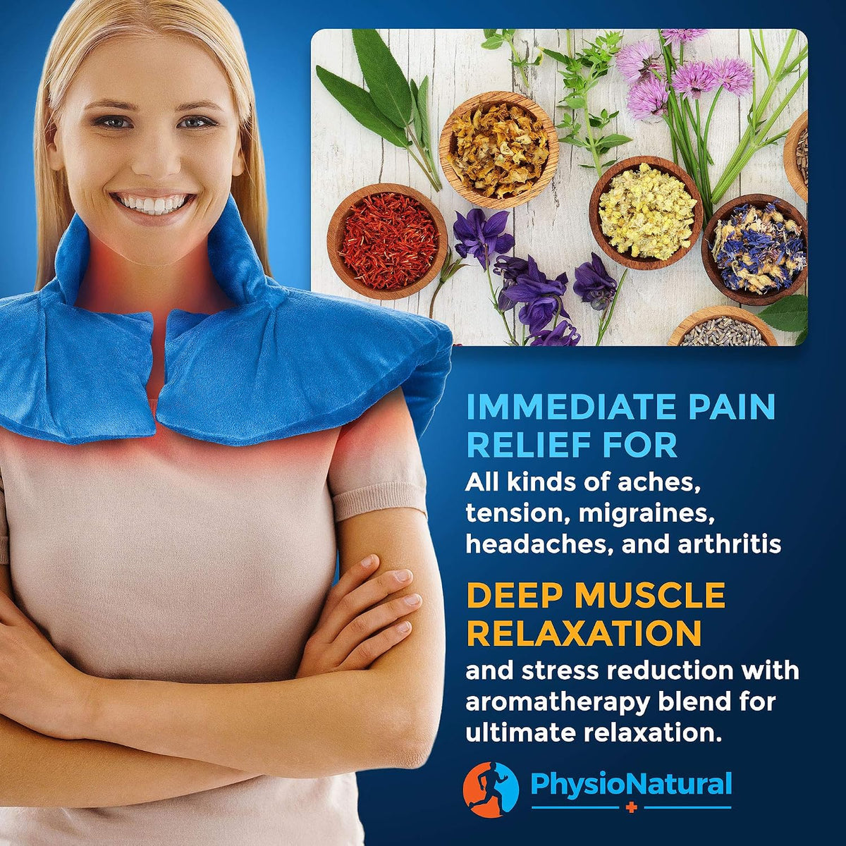 Microwavable Large Neck and Shoulder Wrap – Instant Relief for Muscle Pain, Tension and Stress, Stiffness, Arthritis, Migraines, and Headaches – Natural Therapy with Deep Heat and Herbal Aromatherapy