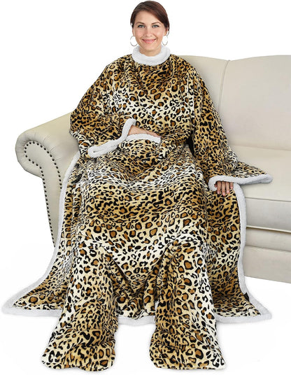 Catalonia Wearable Blanket with Sleeves & Foot Pocket for Adults | Soft Fleece Throw Wrap with Hands-Free Comfort, Perfect for Reading, TV Time & Relaxing, Christmas Gift for Women & Men