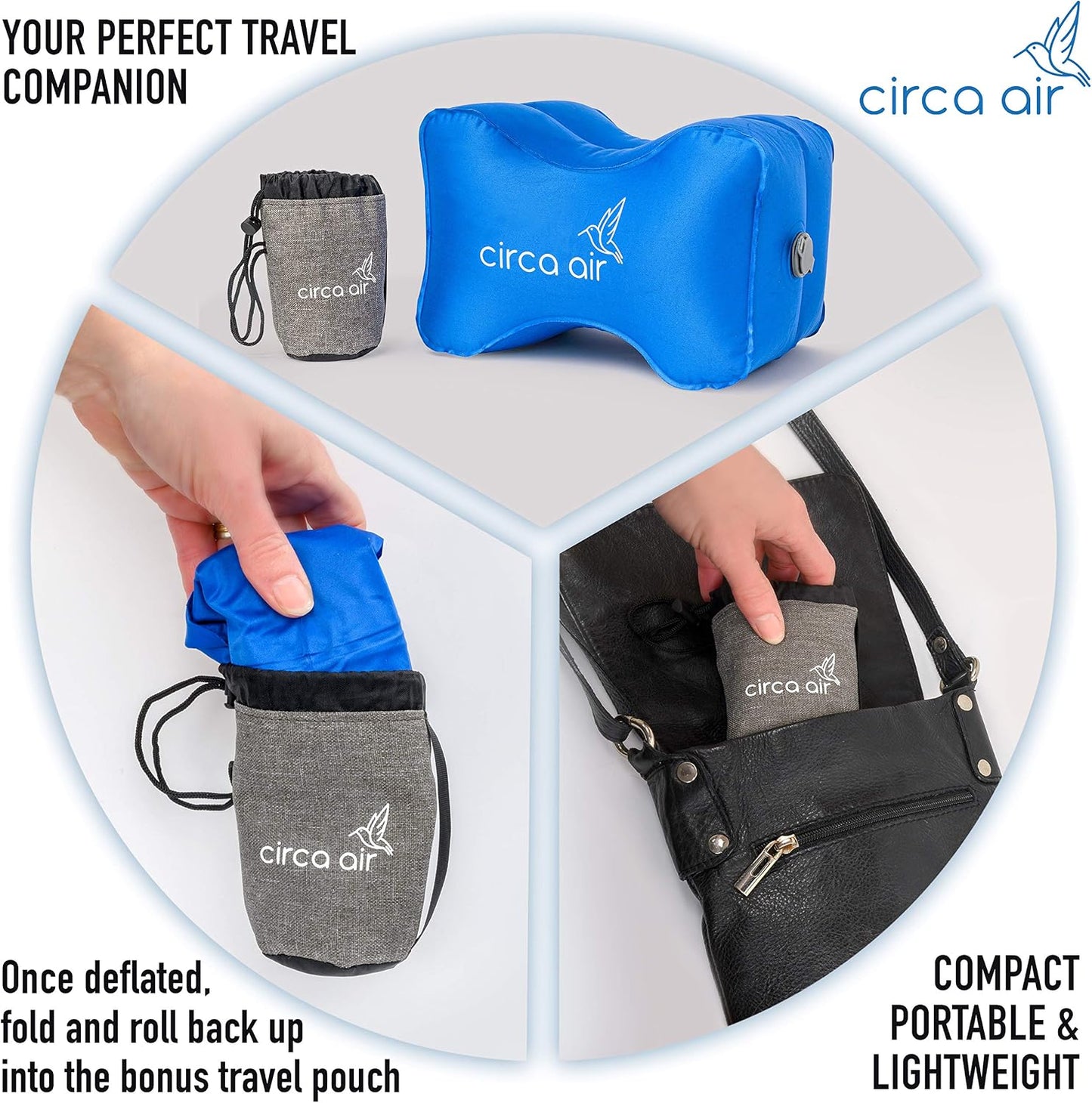 Circa Air Inflatable Knee Pillow for Side Sleepers, Travel Knee Pillow Between Legs for Sleeping, Orthopedic Sciatica Pain Relief Pillow, Leg Pillow for Hip Joints and Thigh Sleep Support