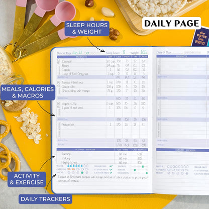 Legend Food Journal, Weight Loss & Meal Tracking Diary 5.8x8.3 Hot Pink