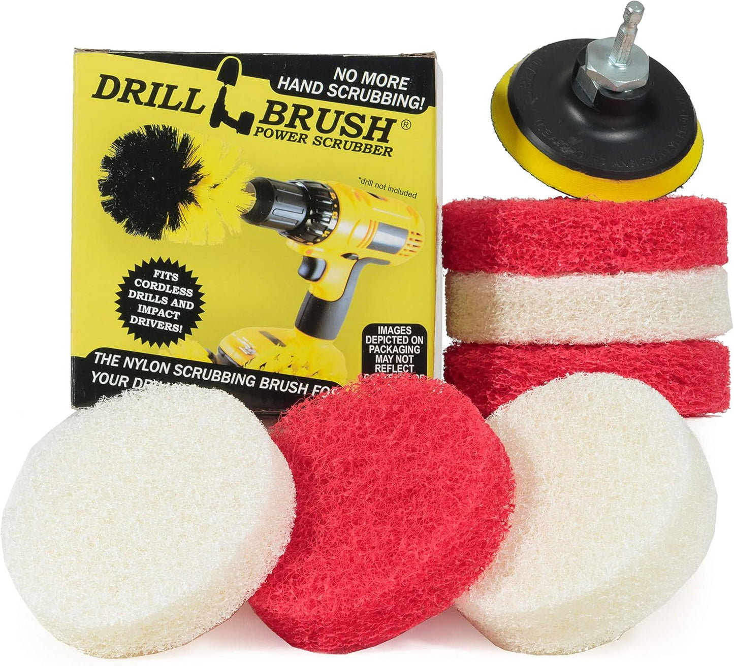 Cordless Drill Attachment - Acid Rain - Pool Tile - Granite - Shower Doors | Scrub - Scour - Drill Pads - Hard Water Stain Remover - Soap Scum - Mold - Mildew - Mineral - Rust - Calcium - Limescale