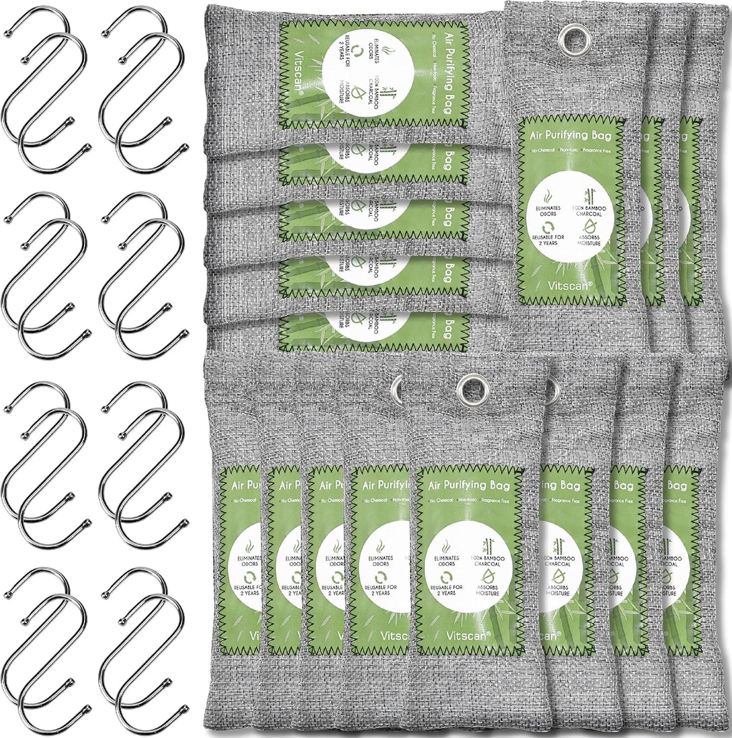 Bamboo Charcoal Air Purifying Bag, Activated Charcoal Odor Absorber | 12 Pack Natural Odor Eliminators For Home, Car, Closet, Basement, Pet, Shoe Deodorizer for Strong Odors (6x50g, 6x150g)