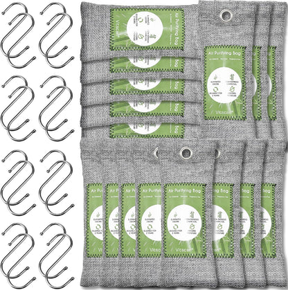 Bamboo Charcoal Air Purifying Bag, Activated Charcoal Odor Absorber | 12 Pack Natural Odor Eliminators For Home, Car, Closet, Basement, Pet, Shoe Deodorizer for Strong Odors (6x50g, 6x150g)