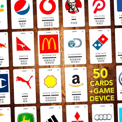 Logos Travel Game - Guess 100 Logos | Flash Cards with Slide Reveal Case | Card Game, Gift, Stocking Stuffer | Hours of Fun for Kids and Adults | Ages 6+