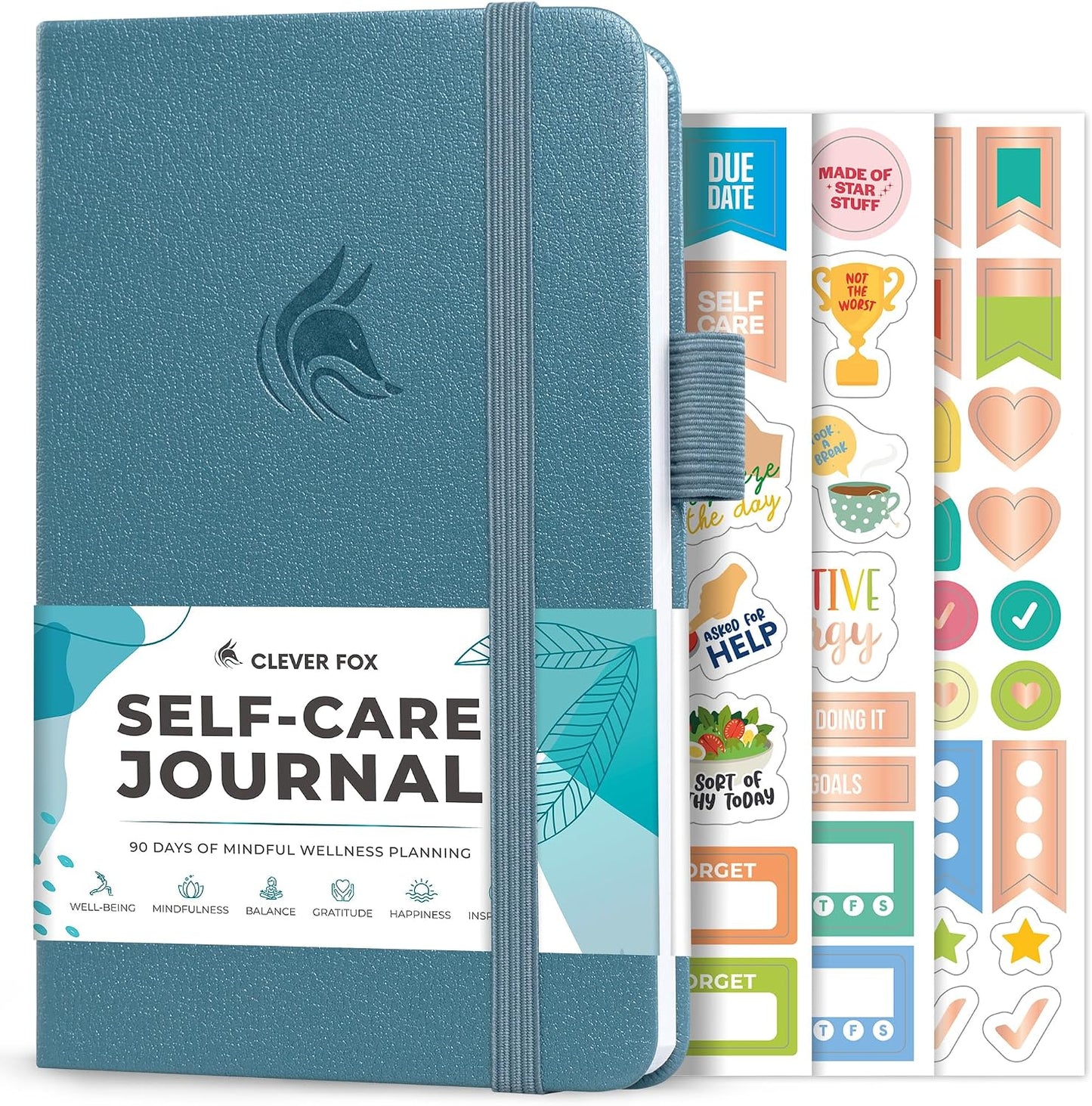 Clever Fox Self-Care Journal for Women, Daily Planner 5.8x8.3 Aquamarine | 3-month mental health journal, habit tracker, wellness journaling supplies for women & teen girls, gratitude & mood log