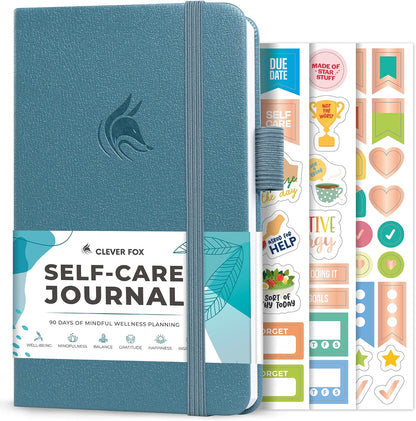 Clever Fox Self-Care Journal for Women, Daily Planner 5.8x8.3 Aquamarine | 3-month mental health journal, habit tracker, wellness journaling supplies for women & teen girls, gratitude & mood log