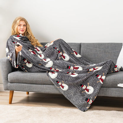 PAVILIA Blanket with Sleeves for Adult Women Men, Soft Warm Wearable Blanket Fleece Wrap Throw, Robe Blanket Gift