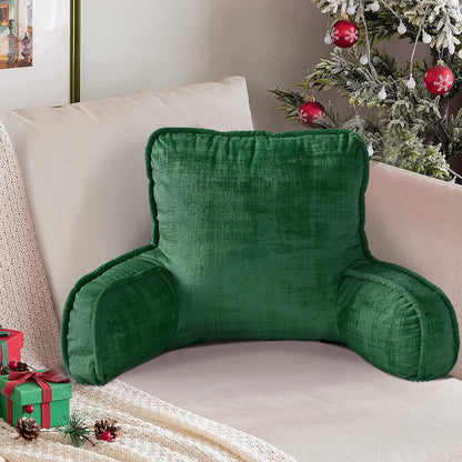 DIY Assembly Art Velvet Backrest Reading Bed Rest Pillow with Arms & Pockets, 18" H for Sitting in Bed Couch Sofa, Back Support Cushion with Removable Cover, 20"x18"x17", Aqua