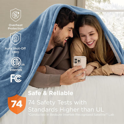 Bedsure Heated Blanket Throw Blanket with Preheat Function - Fast Heating Electric Blanket, Soft Flannel Throw with 6 Time Settings(Up to 10H), 6 Heating Settings, Gifts for Grandma (50"x60", Grey)
