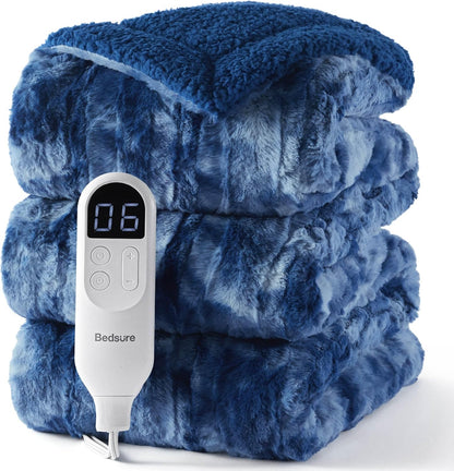 Bedsure Heated Blanket Throw Blanket with Preheat Function - Fast Heating Electric Blanket, Soft Flannel Throw with 6 Time Settings(Up to 10H), 6 Heating Settings, Gifts for Grandma (50"x60", Grey)