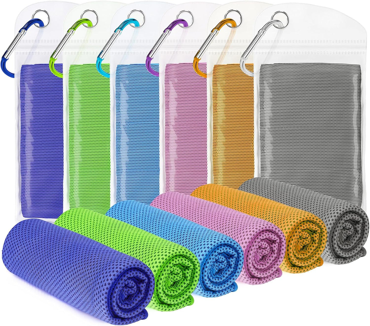 Cooling Towels 8 Pack(40"x12")for Neck and Face, Cooling Neck Wraps for Gym | Sweat wicking, Quick dry, Breathable, Reusable, Absorbent, Cold Towel for Running, Yoga, Travel, Climbing