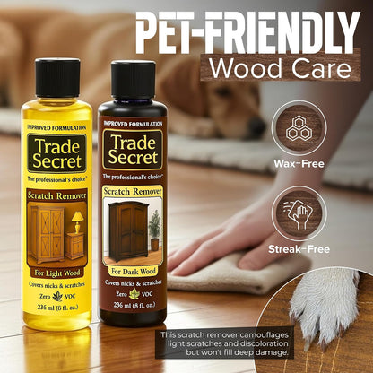 Trade Secret Scratch Concealer for Dark Wood Furniture & Floors – Dark Brown Shade Stain Covers Nicks, Scuffs, Dog & Cat Scratches, Minor Defects – Real Wood Only